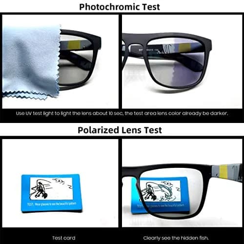 HCYCFY Photochromic Polarized Driving Sunglasses Square Matte Frame 65mm (2.56in) | Adaptive Tint for All-Day Clarity thumbnail 2