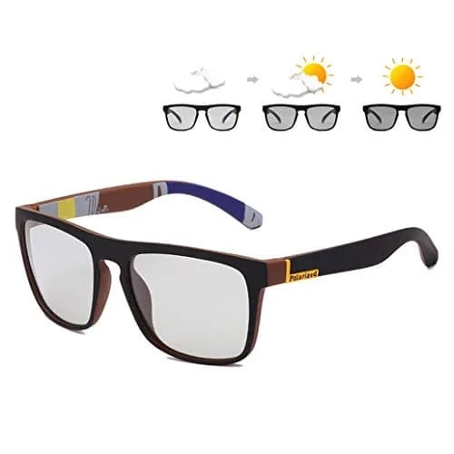 HCYCFY Photochromic Polarized Driving Sunglasses Square Matte Frame 65mm (2.56in) | Adaptive Tint for All-Day Clarity - main product image