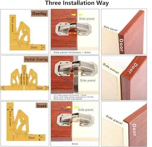 DOBOGA 8-Pack Hidden Hinges for Frameless Cabinets | 90° Flush Mount Concealed Hinges thumbnail 5