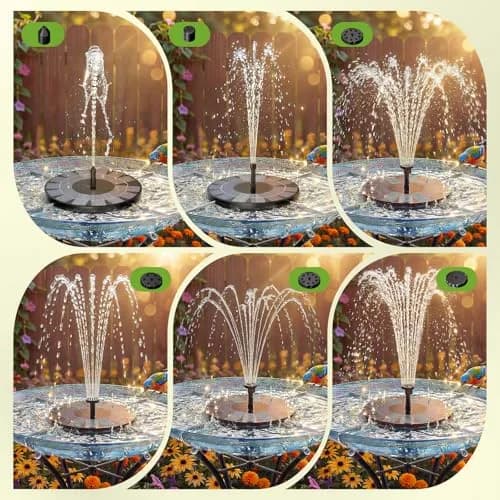 AISITIN 2.5W Solar Bird Bath Fountain Pump with 6 Nozzles & 4 Fixer | Floating Solar Water Pump for Ponds & Gardens thumbnail 5