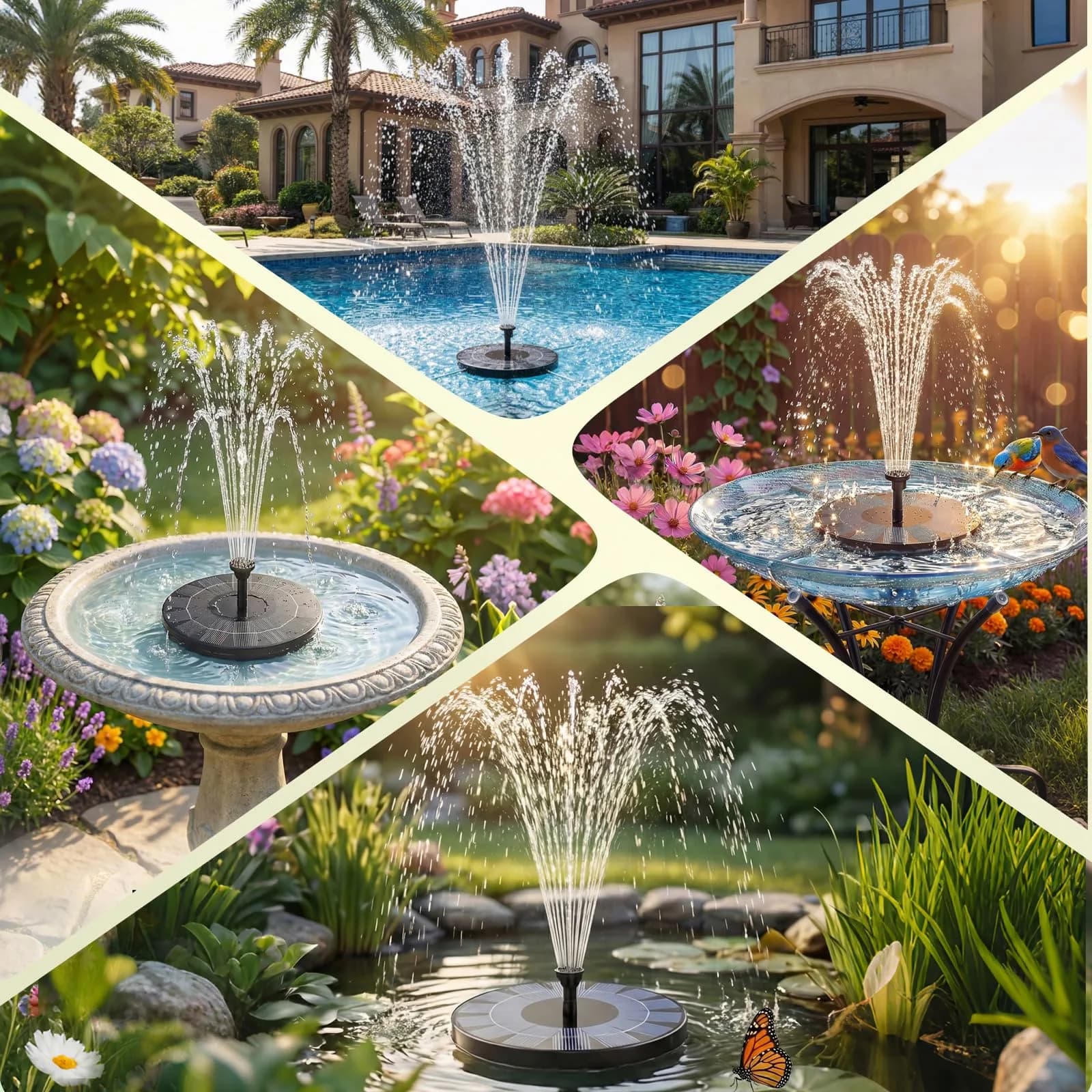 AISITIN 2.5W Solar Bird Bath Fountain Pump with 6 Nozzles & 4 Fixer | Floating Solar Water Pump for Ponds & Gardens - view 9