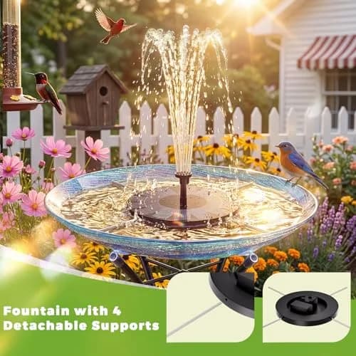 AISITIN 2.5W Solar Bird Bath Fountain Pump with 6 Nozzles & 4 Fixer | Floating Solar Water Pump for Ponds & Gardens thumbnail 2
