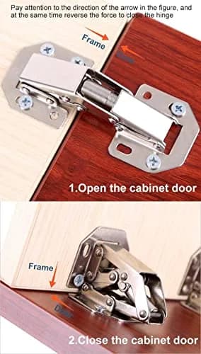 DOBOGA 4-Pack Hidden Cabinet Hinges for Frameless Cabinets, 90 Degree Surface Mount, Nickel Finish thumbnail 6