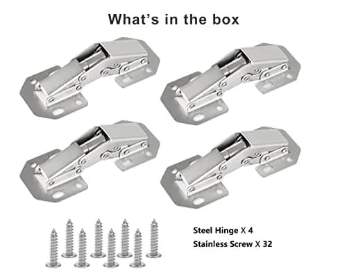 DOBOGA 4-Pack Hidden Cabinet Hinges for Frameless Cabinets, 90 Degree Surface Mount, Nickel Finish thumbnail 7