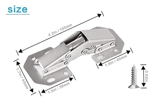 DOBOGA 4-Pack Hidden Cabinet Hinges for Frameless Cabinets, 90 Degree Surface Mount, Nickel Finish thumbnail 3