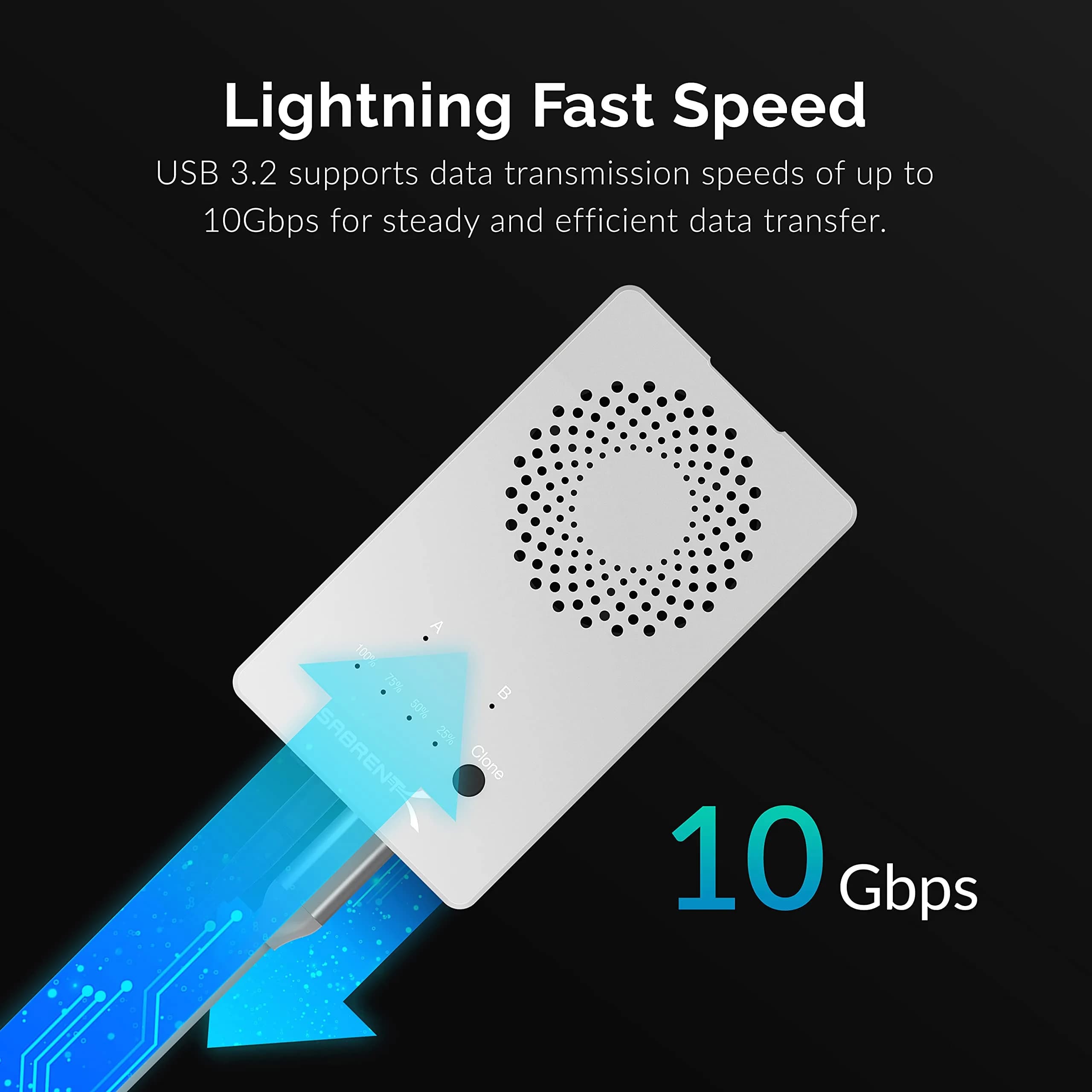 SABRENT USB4 NVMe SSD Enclosure EC-U4TN - SILVER | 3900MB/s Tool-Free External Drive Case for PCIe Gen4 SSDs - view 3