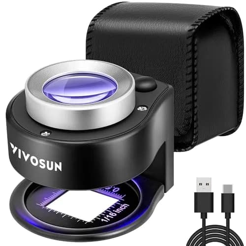 VIVOSUN 30X Rechargeable Loupe Magnifier with LED and UV Light, Black | Optical Glass Lens with Scale thumbnail 1