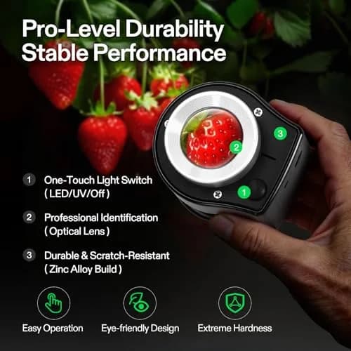 VIVOSUN 30X Rechargeable Loupe Magnifier with LED and UV Light, Black | Optical Glass Lens with Scale thumbnail 6