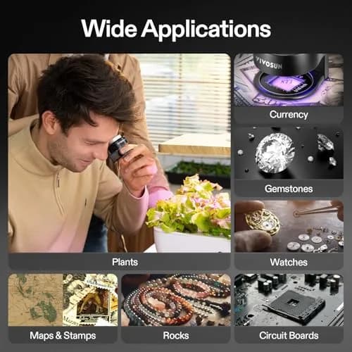 VIVOSUN 30X Rechargeable Loupe Magnifier with LED and UV Light, Black | Optical Glass Lens with Scale thumbnail 8
