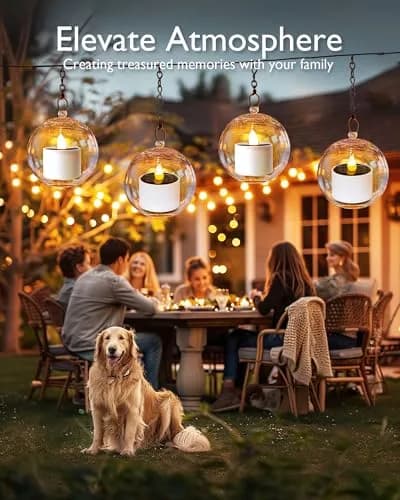 Homemory Solar Votive Candles Outdoor Waterproof, Dusk to Dawn, 6-Pack, 5.8cm (2.3") Diameter x 5cm (2") High | Realistic Flickering LED Garden Lights thumbnail 6