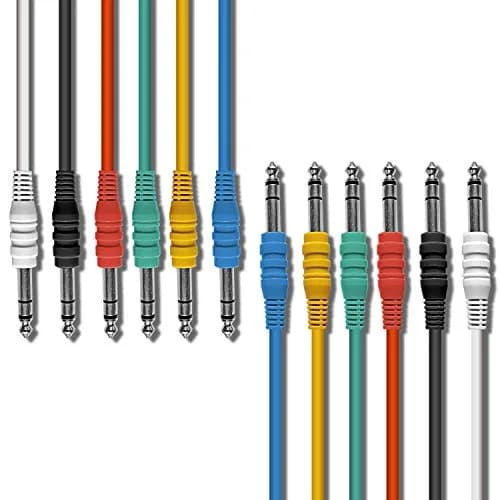 AXA AXCESSABLES 1/4" TRS to 1/4" TRS Balanced Stereo Patch Cables (6 Pack - 1ft) | Noise-Free Audio Connection thumbnail 1