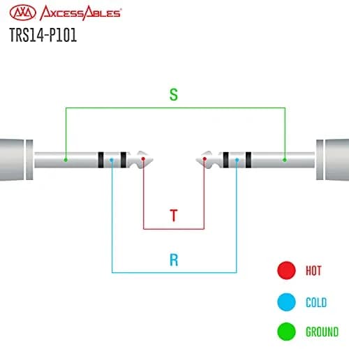 AXA AXCESSABLES 1/4" TRS to 1/4" TRS Balanced Stereo Patch Cables (6 Pack - 1ft) | Noise-Free Audio Connection thumbnail 6