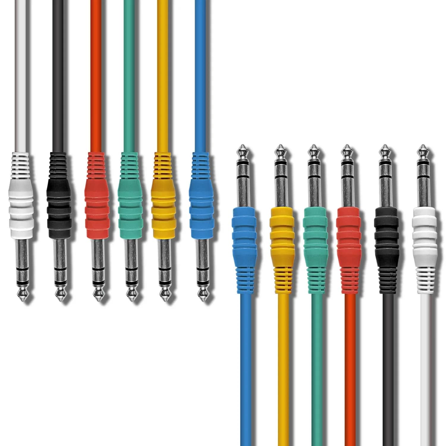 AXA AXCESSABLES 1/4" TRS to 1/4" TRS Balanced Stereo Patch Cables (6 Pack - 1ft) | Noise-Free Audio Connection — 1ft