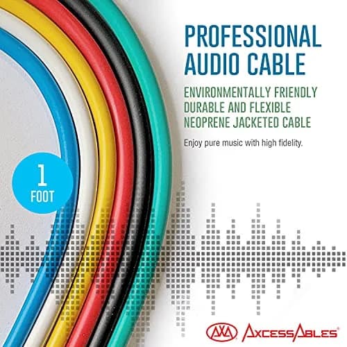 AXA AXCESSABLES 1/4" TRS to 1/4" TRS Balanced Stereo Patch Cables (6 Pack - 1ft) | Noise-Free Audio Connection thumbnail 3