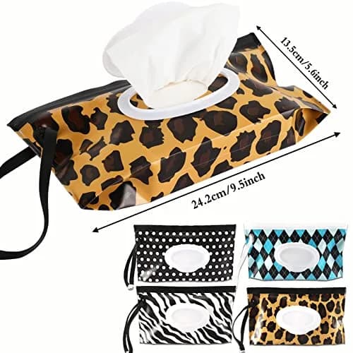 FEBSNOW Portable Baby Wipe Dispenser 4 Pack | Reusable Travel Wet Wipe Pouch with Zip Locking Seal and Secure Snap Close Lid thumbnail 2
