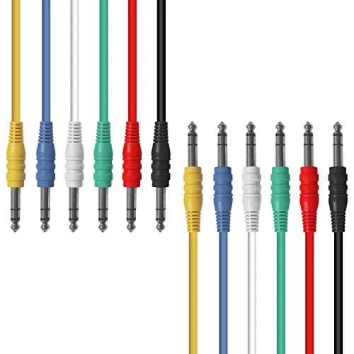 AXA AXCESSABLES ¼” TRS to ¼” TRS Patch Cables 6-Pack | Multi-Color Balanced Stereo Studio Cables 1.5ft thumbnail 1