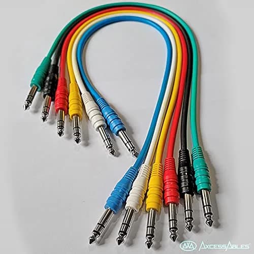 AXA AXCESSABLES ¼” TRS to ¼” TRS Patch Cables 6-Pack | Multi-Color Balanced Stereo Studio Cables 1.5ft thumbnail 8