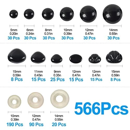 Yexixsr Safety Eyes and Noses for Amigurumi 566PCS | Assorted Sizes for Crochet Dolls & Plush Animals thumbnail 4