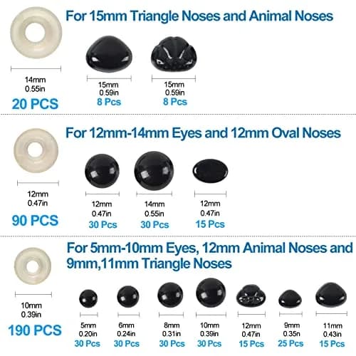 Yexixsr Safety Eyes and Noses for Amigurumi 566PCS | Assorted Sizes for Crochet Dolls & Plush Animals thumbnail 5