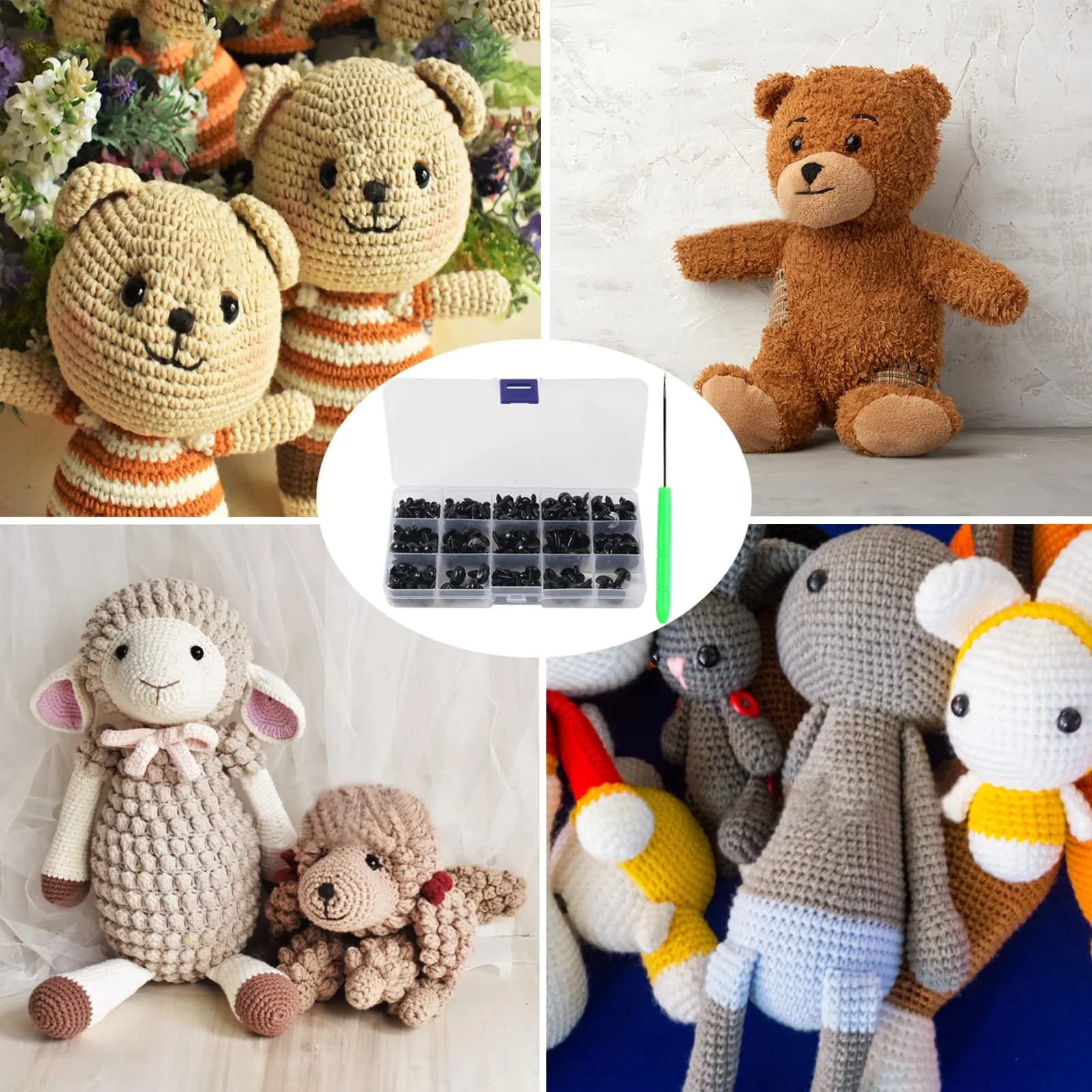 Yexixsr Safety Eyes and Noses for Amigurumi 566PCS | Assorted Sizes for Crochet Dolls & Plush Animals - view 3