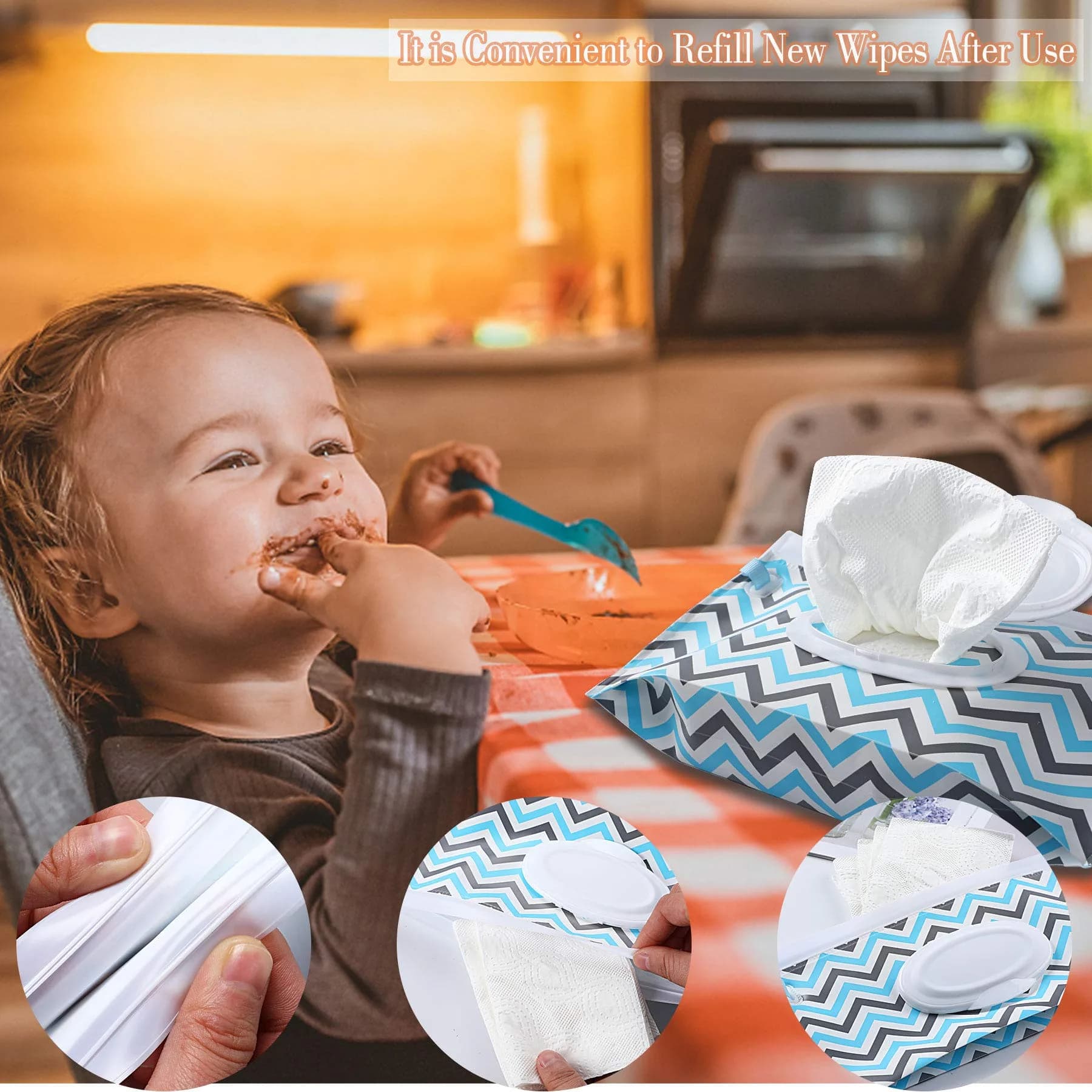 FEBSNOW Baby Wipe Dispenser 4 Pack | Portable Refillable Wet Wipe Holder with Wrist Loop - view 5