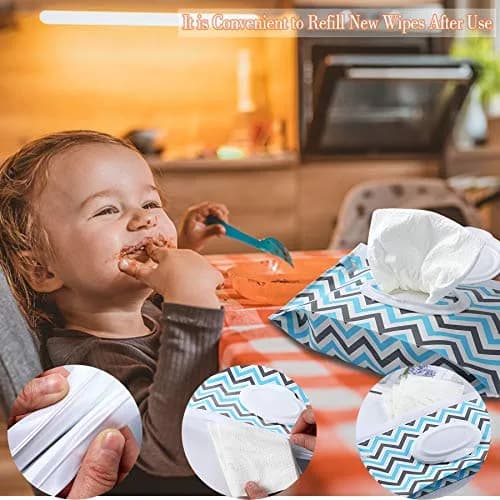 FEBSNOW Baby Wipe Dispenser 4 Pack | Portable Refillable Wet Wipe Holder with Wrist Loop thumbnail 5