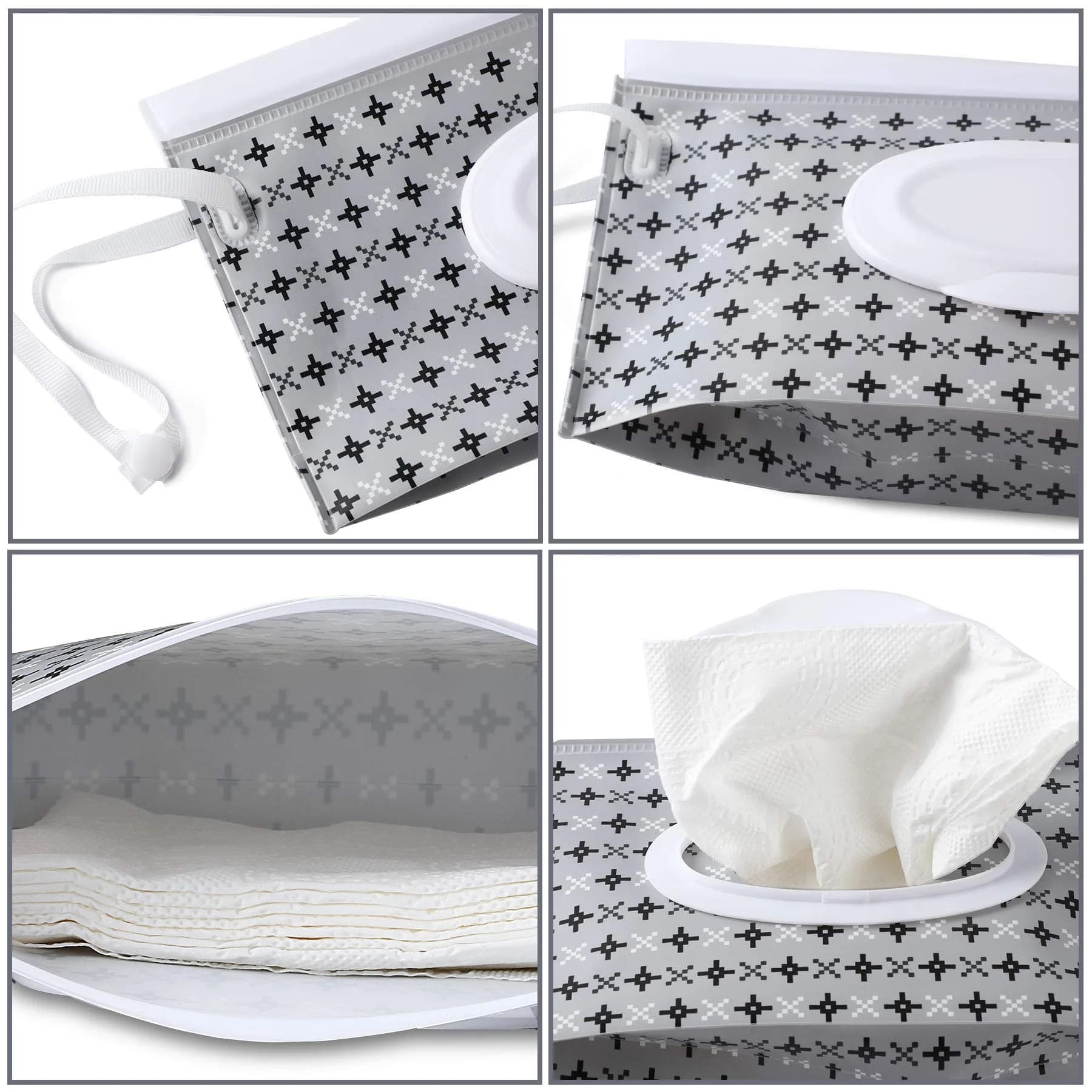 FEBSNOW Baby Wipe Dispenser 4 Pack | Portable Refillable Wet Wipe Holder with Wrist Loop - view 3