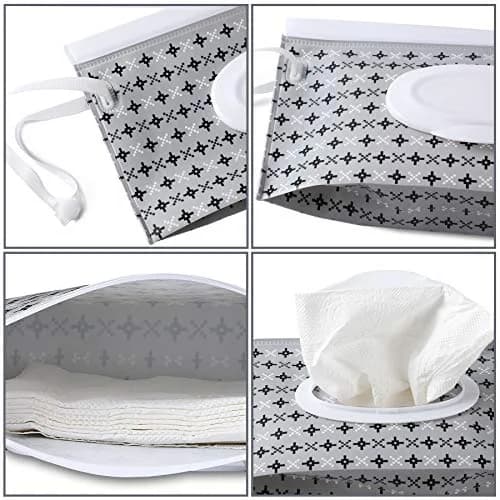 FEBSNOW Baby Wipe Dispenser 4 Pack | Portable Refillable Wet Wipe Holder with Wrist Loop thumbnail 3