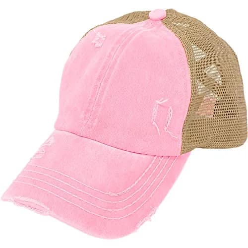C.C Kids Messy Bun Ponytail Baseball Cap with Criss-Cross Back | Baby Pink thumbnail 3