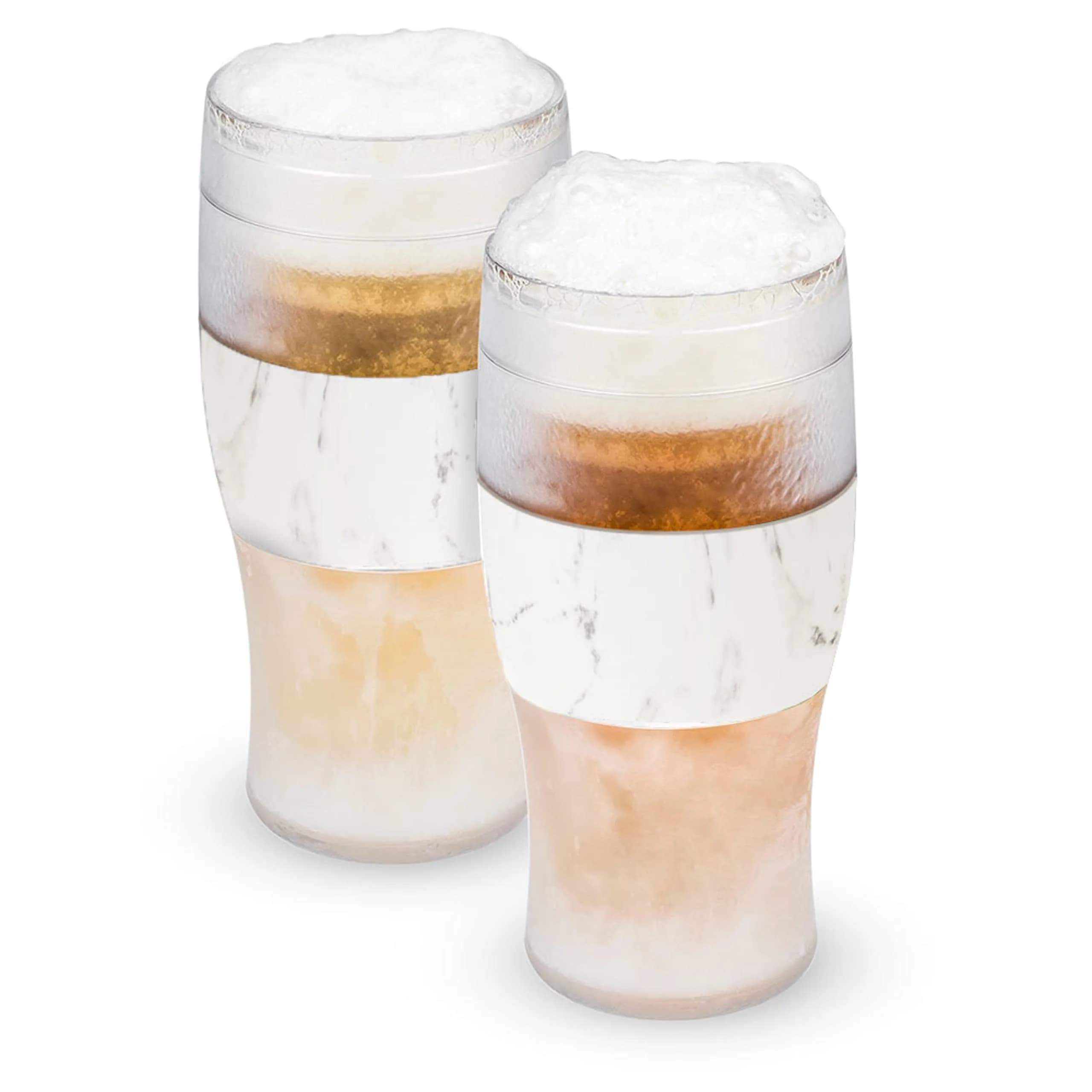 Host Freeze Cooling Pint Glasses Set of 2 Marble 473ml (16oz) | Keep Drinks Ice Cold for Hours — Marble