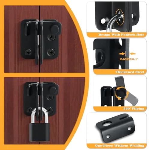 Alise Flip Latch Gate Latch Barn Door Lock Shed Door Latch, Matte Black, 1.6in (4cm) | Heavy Duty Stainless Steel Security thumbnail 5