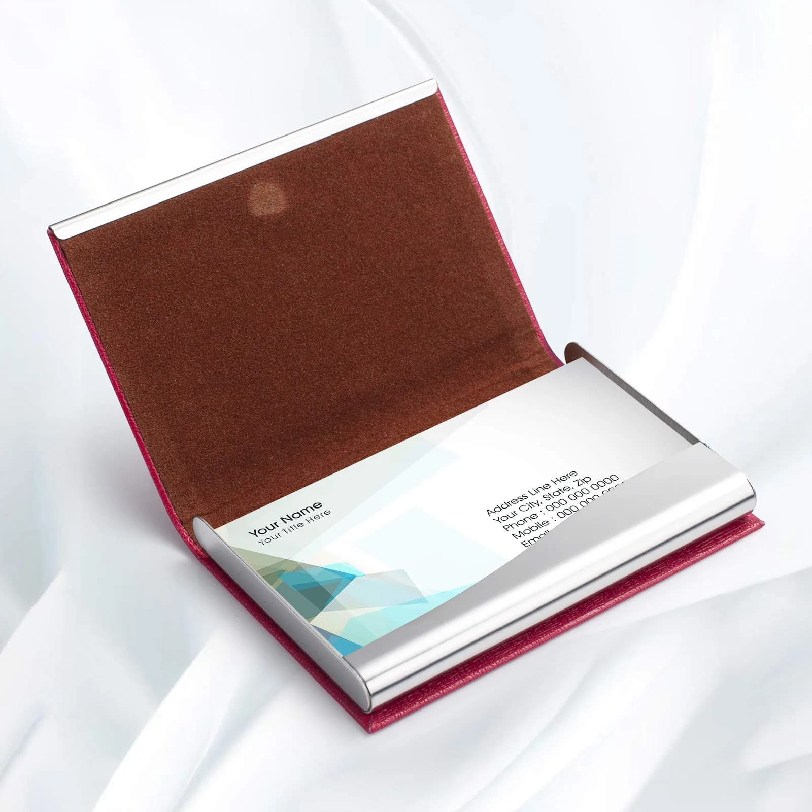 FACATH Business Card Holder Case Rose Red PU Leather Name Card Holder | Slim & Portable Design - view 4
