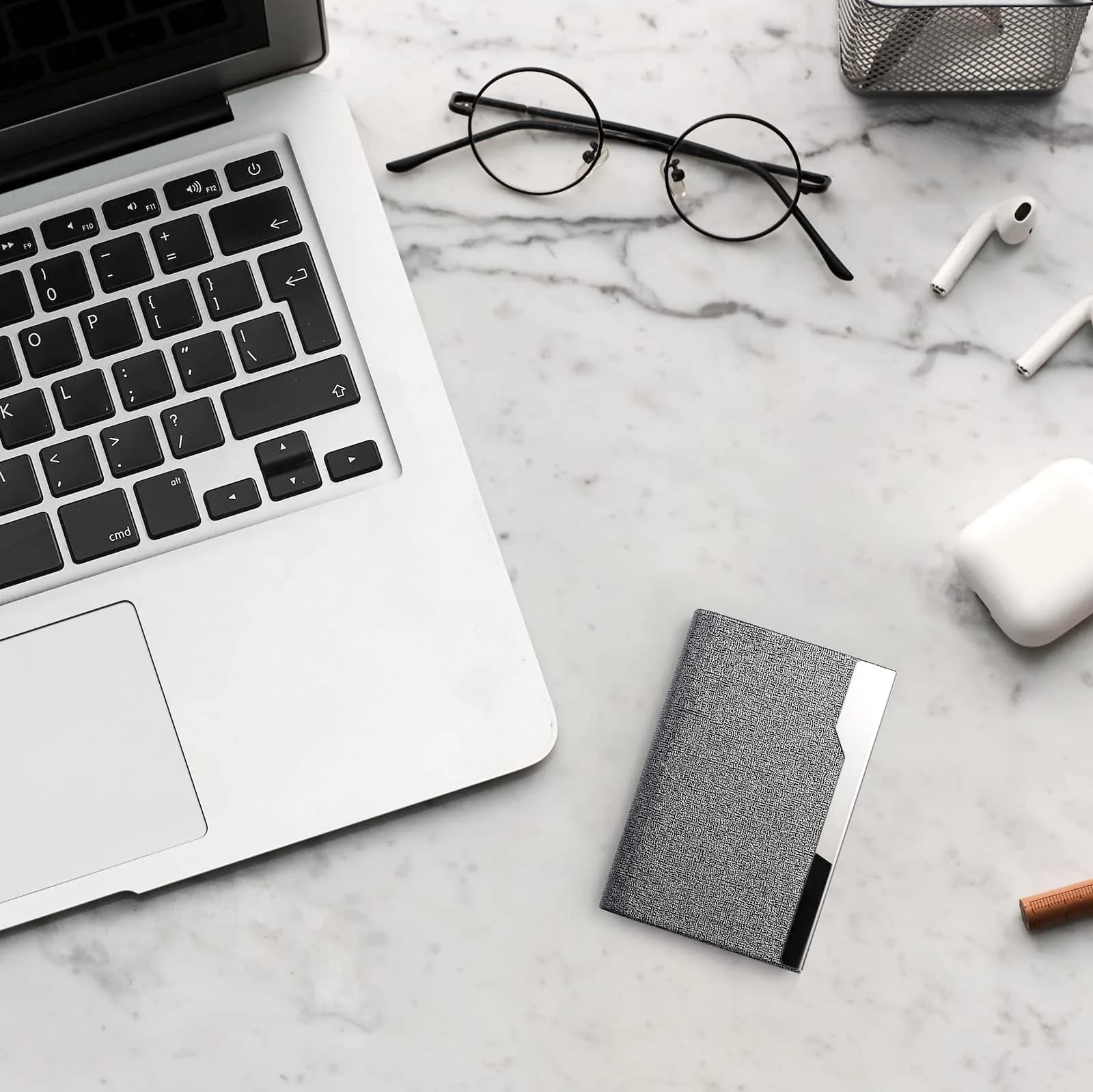 FACATH Business Card Holder Case - Grey PU Leather | Slim, Portable, Magnetic Closure - view 6