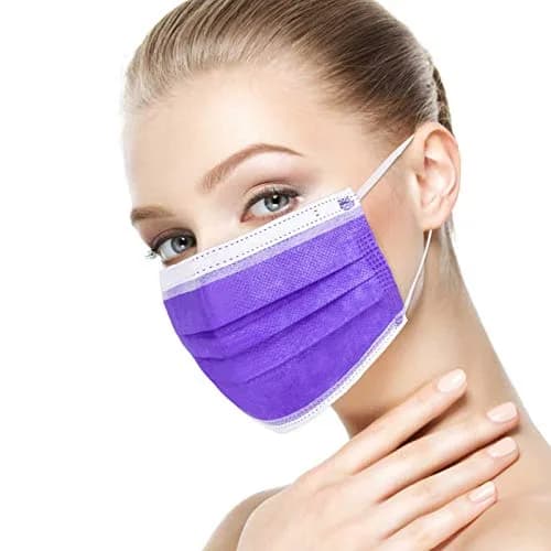 Borje Purple Disposable Face Mask 100 Pcs | 3 Ply Breathable Non-Woven Masks for Adults thumbnail 6
