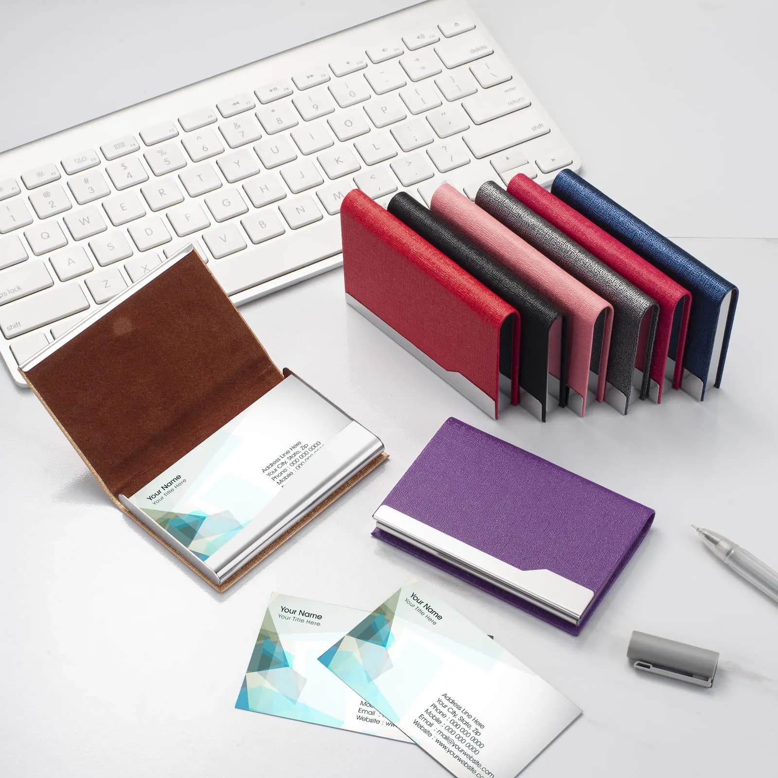 FACATH Business Card Holder Case - Black Luxury PU Leather Name Card Holder | Slim & Portable Design - view 7