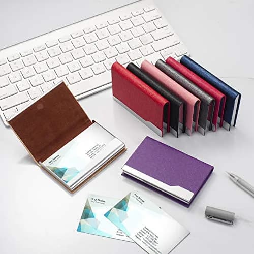 FACATH Business Card Holder Case - Black Luxury PU Leather Name Card Holder | Slim & Portable Design thumbnail 7