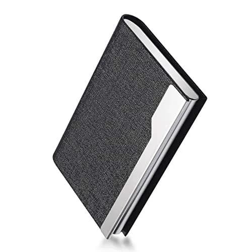 FACATH Business Card Holder Case - Black Luxury PU Leather Name Card Holder | Slim & Portable Design thumbnail 2