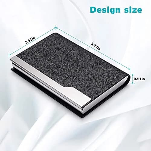 FACATH Business Card Holder Case - Black Luxury PU Leather Name Card Holder | Slim & Portable Design thumbnail 3