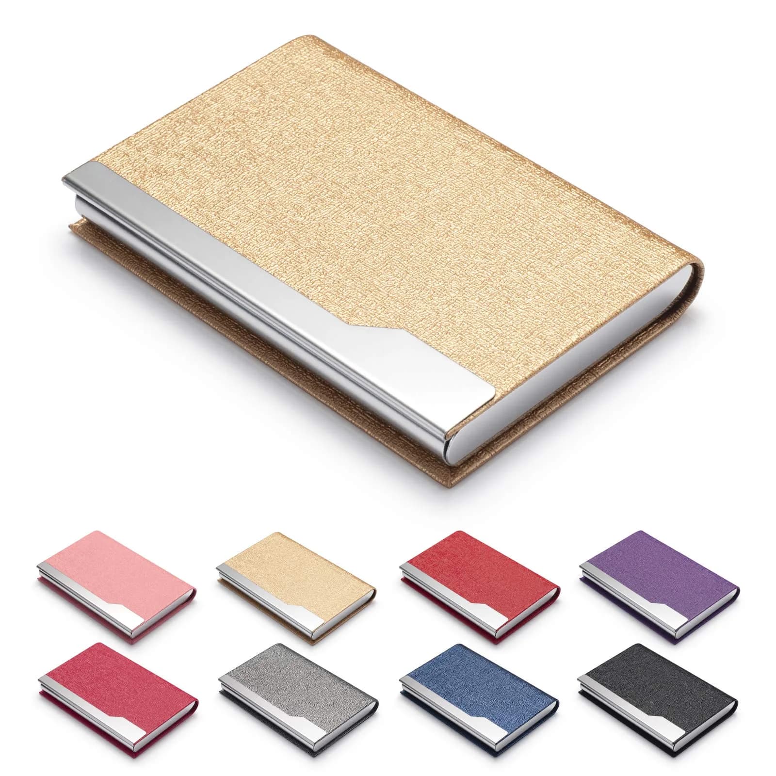 FACATH Luxury PU Leather Business Card Holder Case | Gold, Slim, Magnetic Closure - main product image