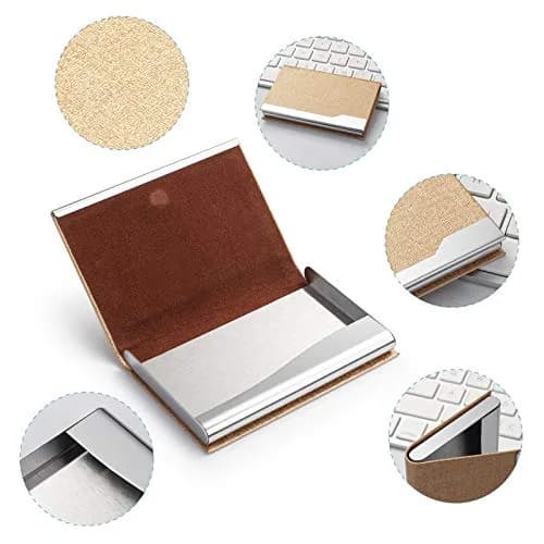 FACATH Luxury PU Leather Business Card Holder Case | Gold, Slim, Magnetic Closure thumbnail 5