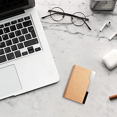 FACATH Luxury PU Leather Business Card Holder Case | Gold, Slim, Magnetic Closure thumbnail 6