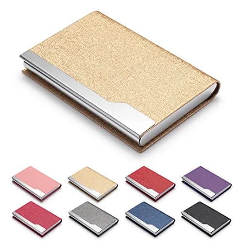 FACATH Luxury PU Leather Business Card Holder Case | Gold, Slim, Magnetic Closure thumbnail 1