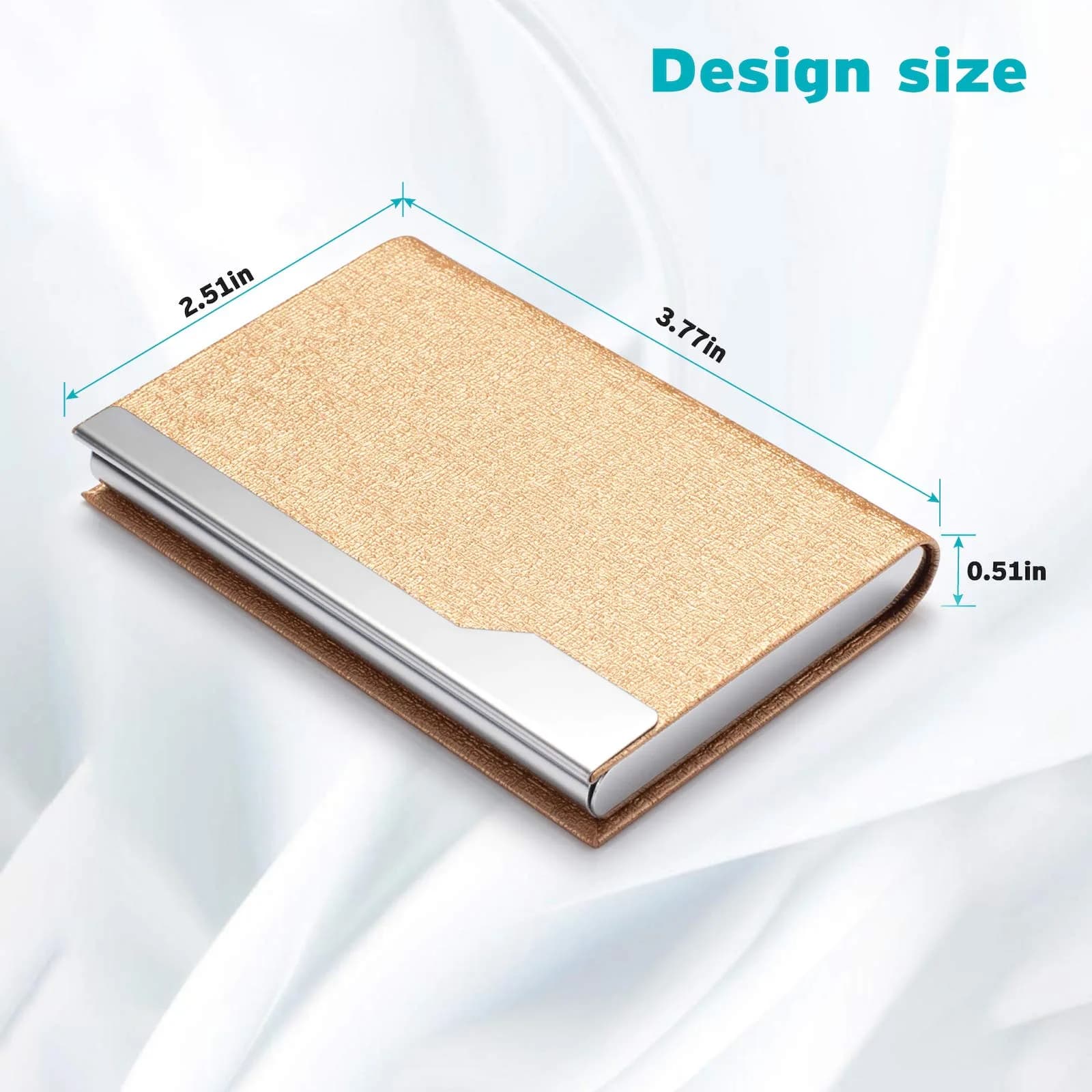 FACATH Luxury PU Leather Business Card Holder Case | Gold, Slim, Magnetic Closure - view 3