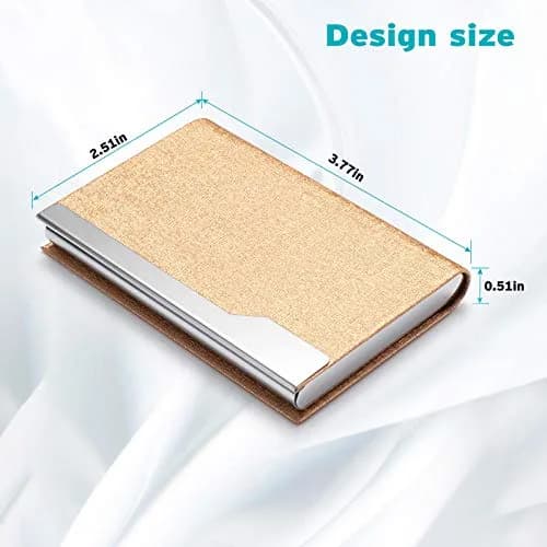 FACATH Luxury PU Leather Business Card Holder Case | Gold, Slim, Magnetic Closure thumbnail 3