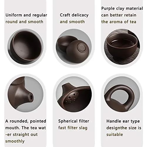 CAISANG Ceramic Travel Tea Sets 6 Pack | Portable Chinese Gongfu Purple Clay Teapot (22*16*9CM, 1.5KG) thumbnail 6