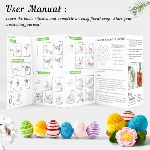INSCRAFT Crochet Kit for Beginners & Professionals | 103 pcs, 1650 Yards Acrylic Yarn, Accessories, Reusable Bag thumbnail 5