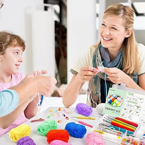 INSCRAFT Crochet Kit for Beginners & Professionals | 103 pcs, 1650 Yards Acrylic Yarn, Accessories, Reusable Bag thumbnail 6