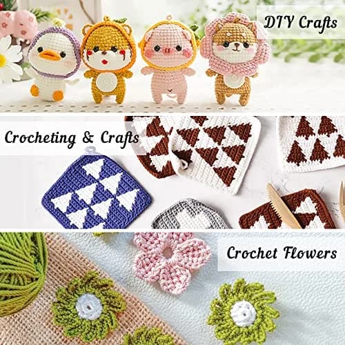 INSCRAFT Crochet Kit for Beginners & Professionals | 103 pcs, 1650 Yards Acrylic Yarn, Accessories, Reusable Bag thumbnail 8