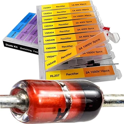 EEEEE16 Value 250 pcs Diode Assortment Kit Contains Rectifier Fast Recovery Schottky Switching Zener Diode Pack of Assorted diodes (16 Types 250 pcs) | 16 Types 250 pcs Copper thumbnail 1