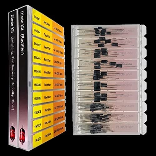 EEEEE16 Value 250 pcs Diode Assortment Kit Contains Rectifier Fast Recovery Schottky Switching Zener Diode Pack of Assorted diodes (16 Types 250 pcs) | 16 Types 250 pcs Copper thumbnail 3